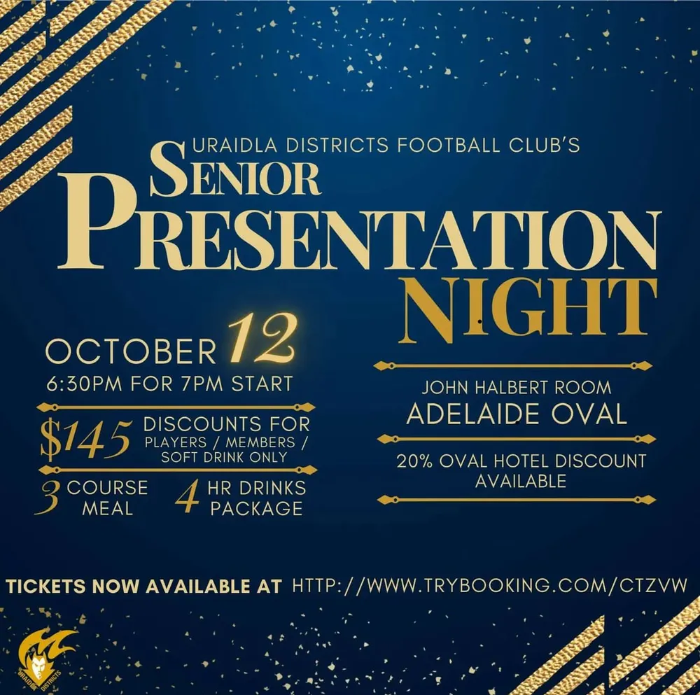Senior Presentation Night graphic from the club